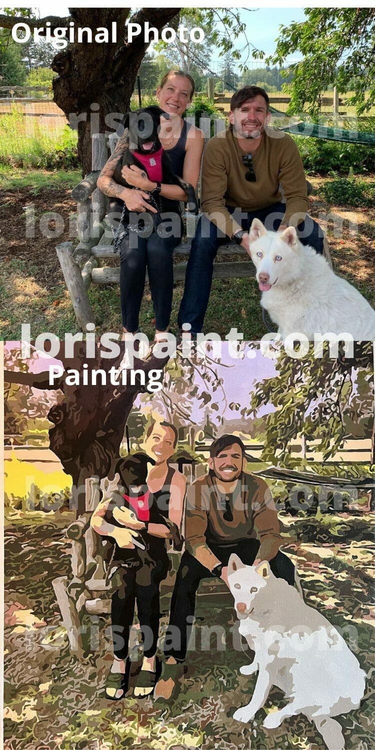 Before and after Custom paint by numbers kit photo Loris paint