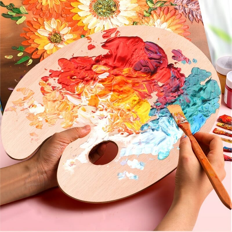1pc Plastic Watercolor And Gouache Paint Palette Student Diy Oval Shaped  Painting Palette